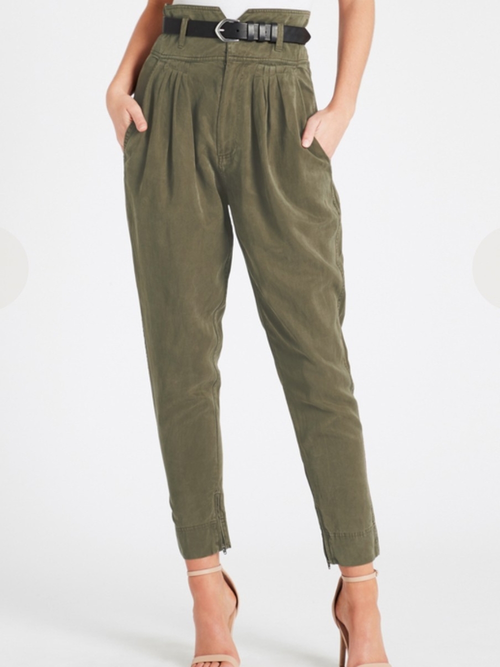 FRAME: Olive High-Waist Tapered Utility Pants